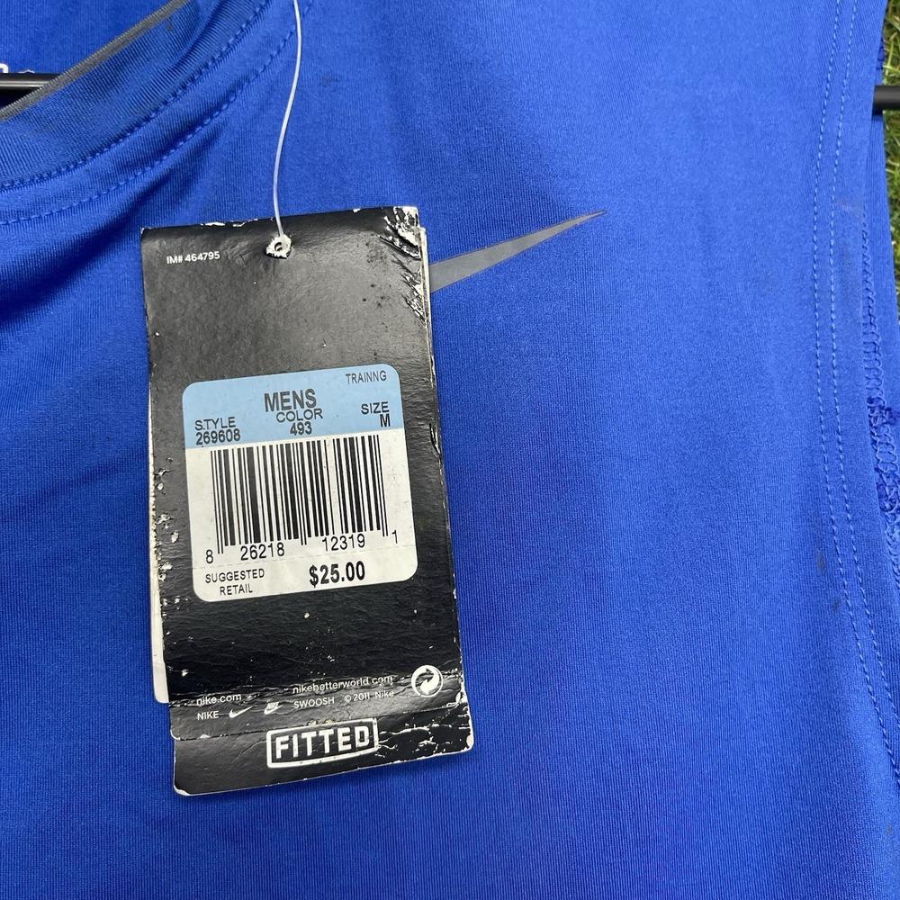 Nike Pro Training Tank Top Mens Medium Dri-Fit Sleeveless Slim Fit Blue 838087 - Picture 4 of 14